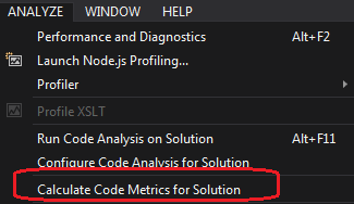 Generar Code Metrics para solución 1
